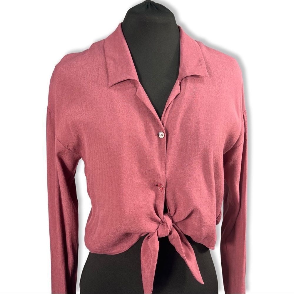 Wilfred • Cropped Button Down Tie Waist Blouse